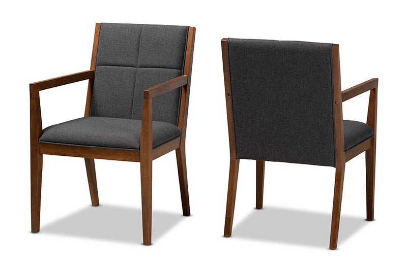 Miren Dark Gray and Walnut Effect 2Pc Chair Set Baxton