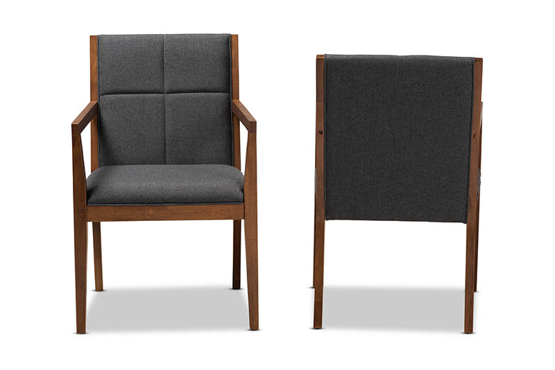 Miren Dark Gray and Walnut Effect 2Pc Chair Set Baxton