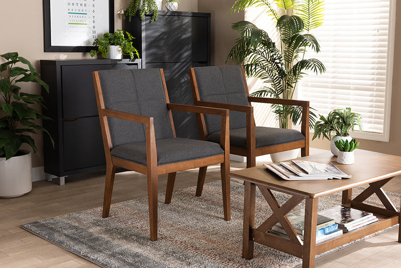 Miren Dark Gray and Walnut Effect 2Pc Chair Set Baxton