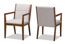 Miren Greige and Walnut Effect 2Pc Chair Set Baxton