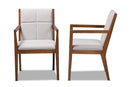 Miren Greige and Walnut Effect 2Pc Chair Set Baxton