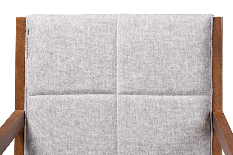 Miren Greyish Beige Fabric Upholstered and Walnut Brown 5-Piece Dining Set Baxton