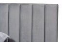 Samantha Gray Velvet Fabric King Size Panel Bed w/Channel Tufted Headboard Baxton