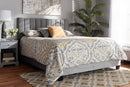 Seva Gray Velvet Fabric Full Size Panel Bed w/Channel Tufted Headboard Baxton