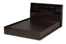 Viola Dark Brown Queen Size Platform Storage Bed w/Shelves Baxton