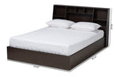 Viola Dark Brown Queen Size Platform Storage Bed w/Shelves Baxton