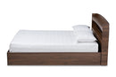 Sanford Rustic Walnut Brown Queen Size Platform Bed w/Shelves Baxton