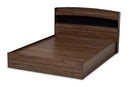 Sanford Rustic Walnut Brown Queen Size Platform Bed w/Shelves Baxton