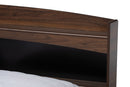 Sanford Rustic Walnut Brown Queen Size Platform Bed w/Shelves Baxton