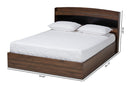 Sanford Rustic Walnut Brown Queen Size Platform Bed w/Shelves Baxton