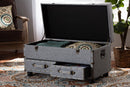Wales Gray Fabric Upholstered 2-Drawer Storage Trunk Ottoman Baxton