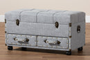 Wales Gray Fabric Upholstered 2-Drawer Storage Trunk Ottoman Baxton