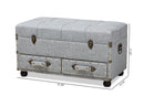 Wales Gray Fabric Upholstered 2-Drawer Storage Trunk Ottoman Baxton