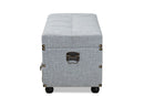 Wales Gray Fabric Upholstered 2-Drawer Storage Trunk Ottoman Baxton