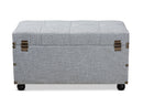Wales Gray Fabric Upholstered 2-Drawer Storage Trunk Ottoman Baxton