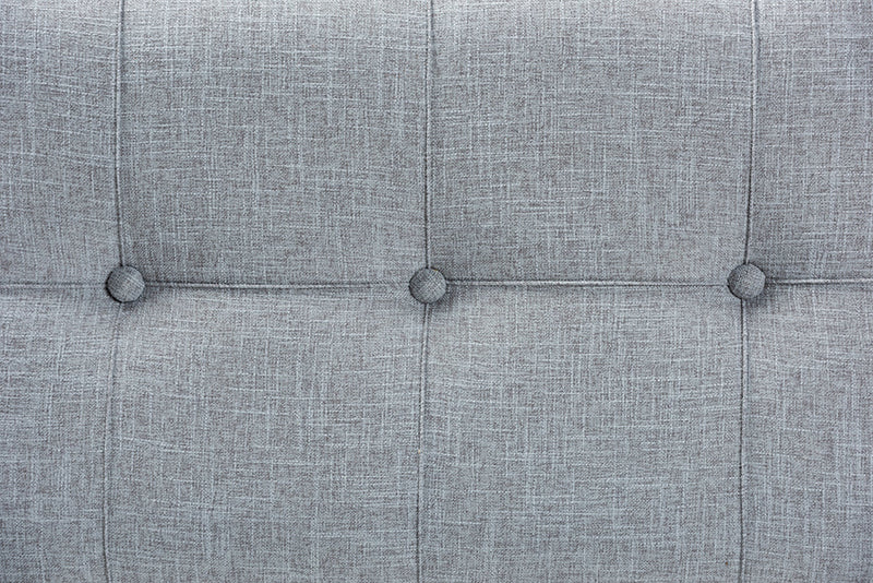 Wales Gray Fabric Upholstered 2-Drawer Storage Trunk Ottoman Baxton
