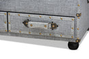 Wales Gray Fabric Upholstered 2-Drawer Storage Trunk Ottoman Baxton
