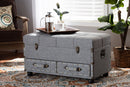 Wales Gray Fabric Upholstered 2-Drawer Storage Trunk Ottoman Baxton