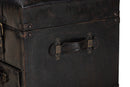 Lauro Distressed Dark Brown Faux Leather 2-Drawer Storage Trunk Ottoman Baxton