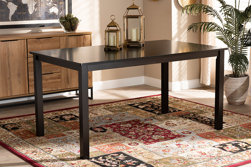 Cariel Modern and Contemporary Espresso Brown Finished Rectangular Wood Dining Table