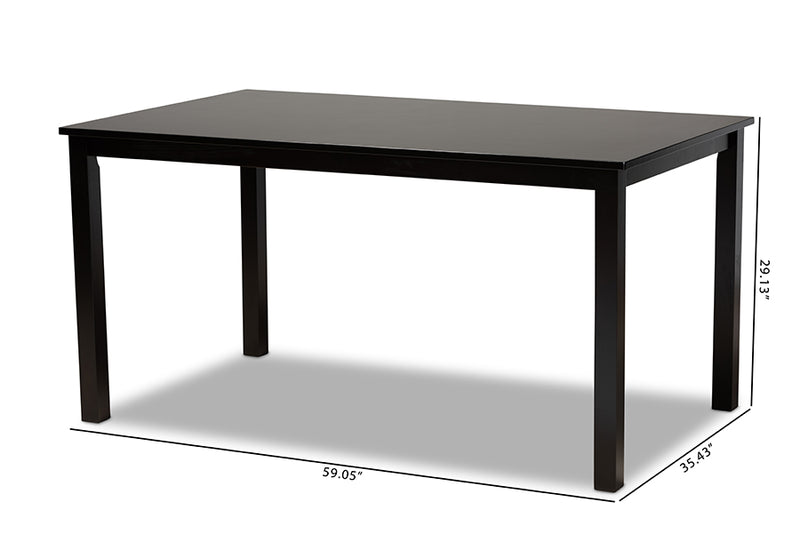 Cariel Modern and Contemporary Espresso Brown Finished Rectangular Wood Dining Table
