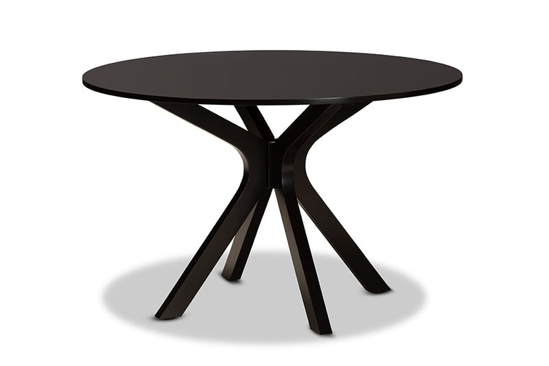 Crossroads Sand Fabric Upholstered and Dark Brown 7-Piece Dining Set Baxton
