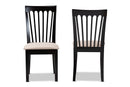 Athena Sand Fabric Upholstered Espresso Brown Finished 2Pc Wood Chair Set Baxton
