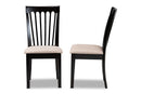 Athena Sand Fabric Upholstered Espresso Brown Finished 2Pc Wood Chair Set Baxton