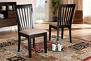 Athena Sand Fabric Upholstered Espresso Brown Finished 2Pc Wood Chair Set Baxton