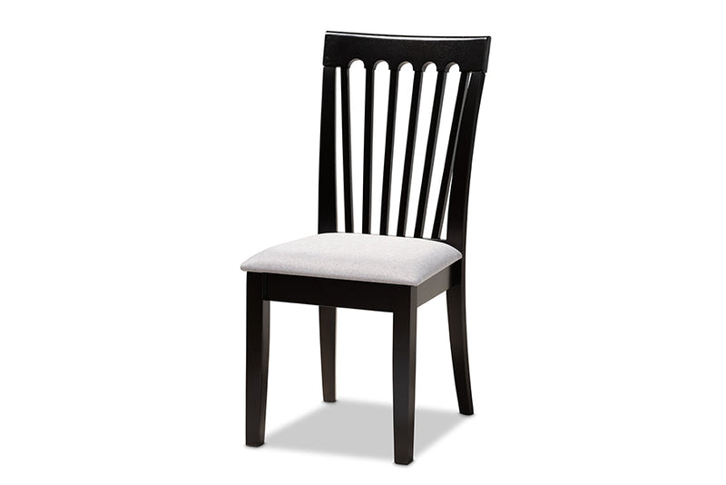 Athena Gray Fabric Upholstered and Espresso Brown 7-Piece Dining Set Baxton