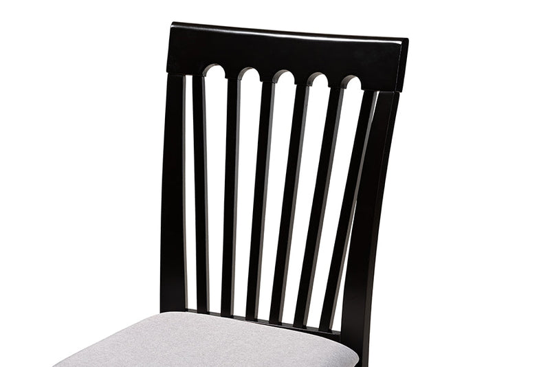 Athena Gray Fabric Upholstered and Espresso Brown 7-Piece Dining Set Baxton