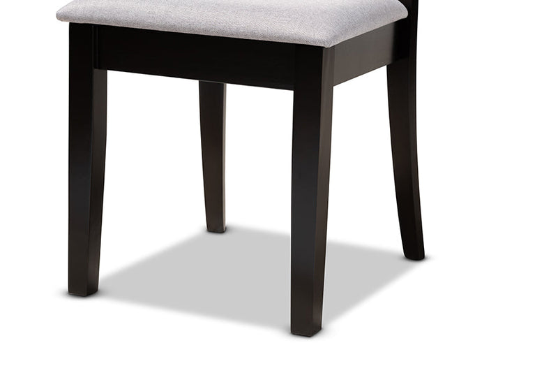 Athena Gray Fabric Upholstered and Espresso Brown 7-Piece Dining Set Baxton