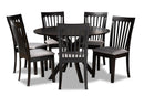 Crossroads Gray Fabric Upholstered and Dark Brown 7-Piece Dining Set Baxton