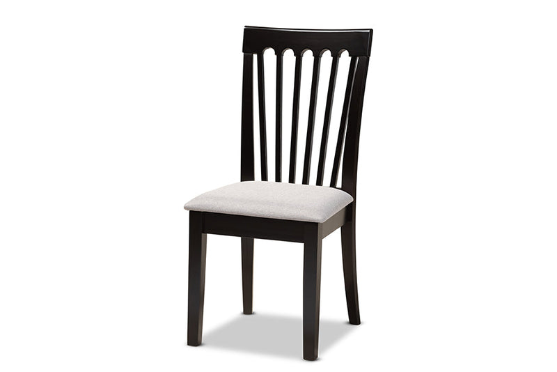 Crossroads Gray Fabric Upholstered and Dark Brown 7-Piece Dining Set Baxton
