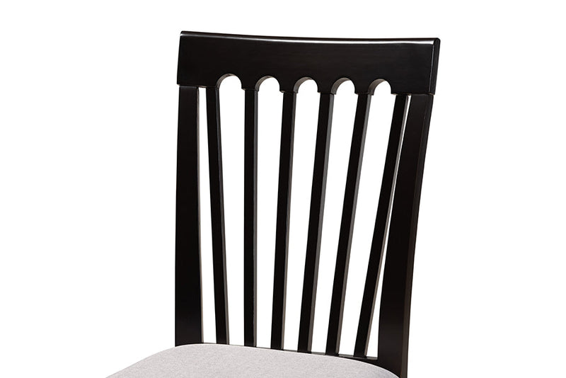 Crossroads Gray Fabric Upholstered and Dark Brown 7-Piece Dining Set Baxton