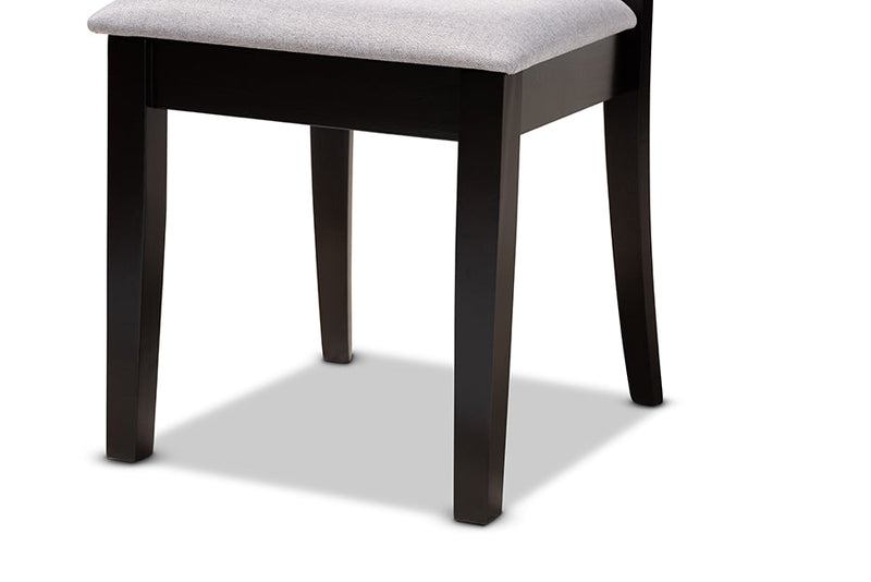 Crossroads Gray Fabric Upholstered and Dark Brown 7-Piece Dining Set Baxton