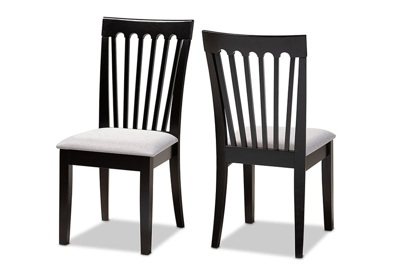 Athena Gray Fabric Upholstered and Espresso Brown 2Pc Dining Chair Set Baxton
