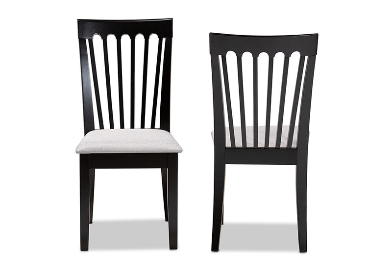 Athena Gray Fabric Upholstered and Espresso Brown 2Pc Dining Chair Set Baxton