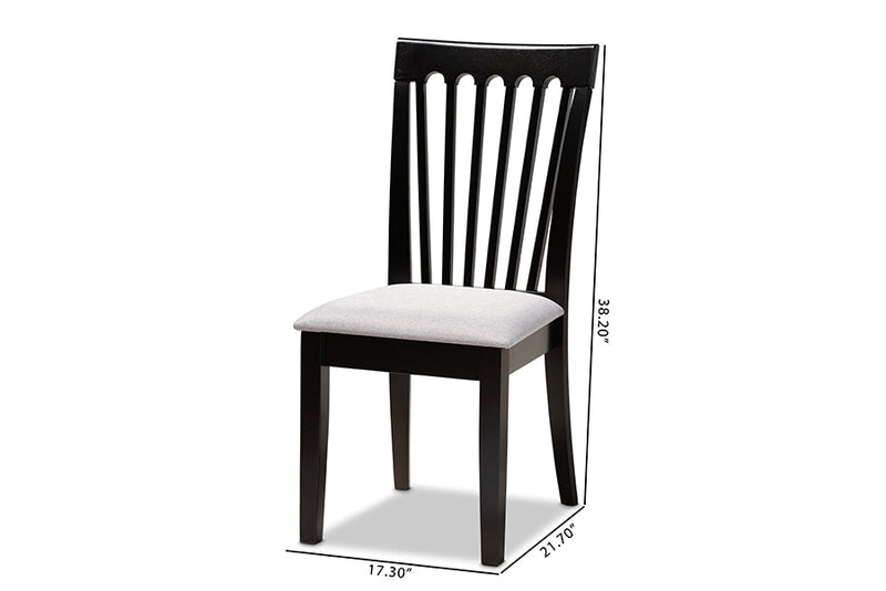 Athena Gray Fabric Upholstered and Espresso Brown 2Pc Dining Chair Set Baxton