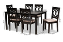 Aspen Sand Fabric Upholstered Espresso Brown 7-Piece Dining Set Baxton