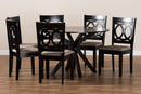 Felton Sand Fabric Upholstered and Dark Brown 7-Piece Dining Set Baxton