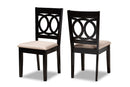 Aspen Sand Fabric Upholstered Espresso Brown 2Pc Dining Chair Set Baxton