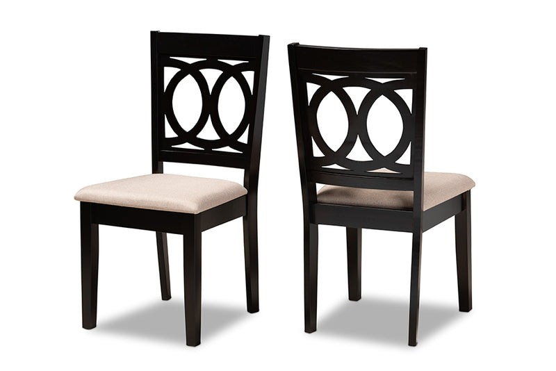 Aspen Modern and Contemporary Sand Fabric Upholstered Espresso Brown Finished Wood 2-Piece Dining Chair Set Set