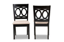 Aspen Sand Fabric Upholstered Espresso Brown 2Pc Dining Chair Set Baxton