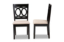 Aspen Sand Fabric Upholstered Espresso Brown 2Pc Dining Chair Set Baxton