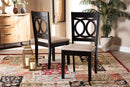 Aspen Sand Fabric Upholstered Espresso Brown 2Pc Dining Chair Set Baxton
