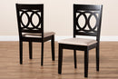 Aspen Sand Fabric Upholstered Espresso Brown 2Pc Dining Chair Set Baxton