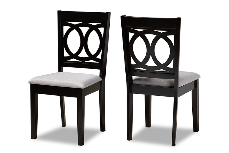 Aspen Modern and Contemporary Gray Fabric Upholstered Espresso Brown Finished Wood 2-Piece Dining Chair Set Set