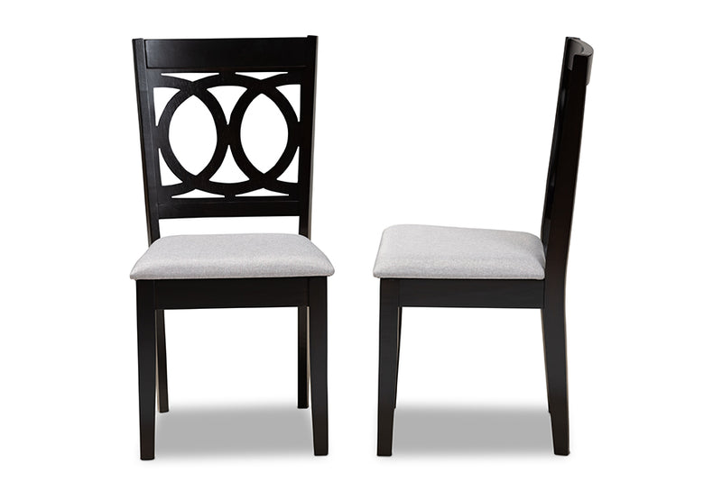 Aspen Modern and Contemporary Gray Fabric Upholstered Espresso Brown Finished Wood 2-Piece Dining Chair Set Set