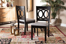 Aspen Gray Fabric Upholstered Espresso Brown 2Pc Dining Chair Set Baxton